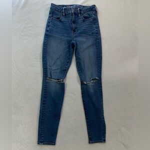 American Eagle Hi-rise Ripped Jeggings Next Level Stretch Size 4 Regular